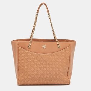 Tory Burch Brown Embossed Leather Tote
